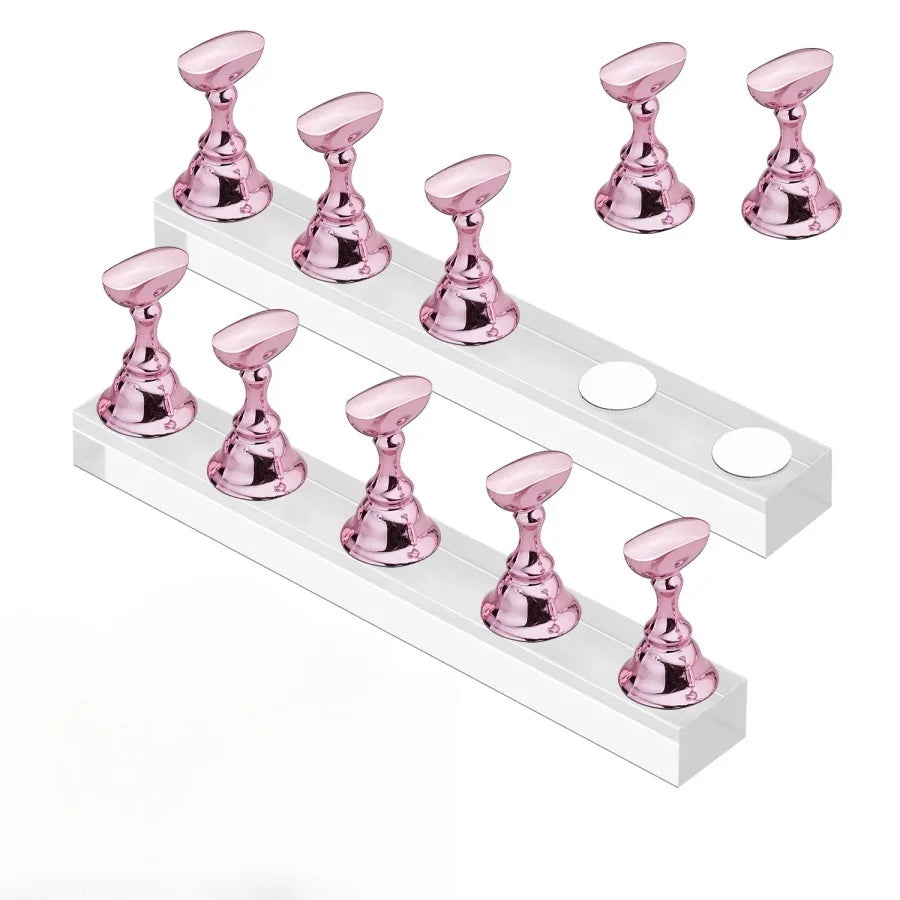 5pcs Nail Holder False Nail Tip Practice Stand Crystal Base Magnetic Holder Nail Art Display For Art Salon DIY & Practice Tools