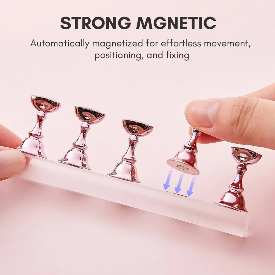 5pcs Nail Holder False Nail Tip Practice Stand Crystal Base Magnetic Holder Nail Art Display For Art Salon DIY & Practice Tools