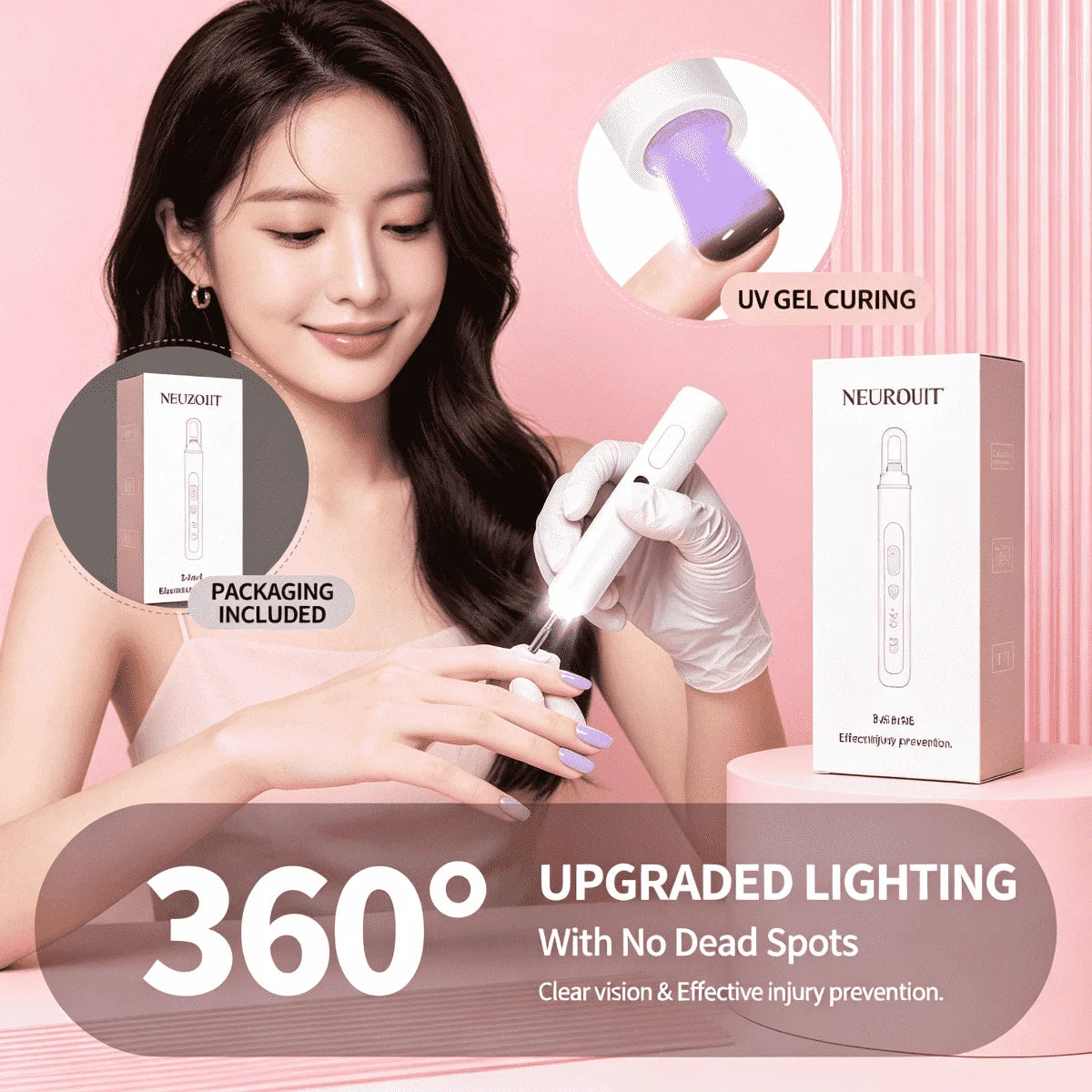 Wireless Electric Nail File Nail Drill Kit, Portable Rechargeable Acrylic Gel Nail Remover Tool, Complete Manicure Pedicure Set for Beginners