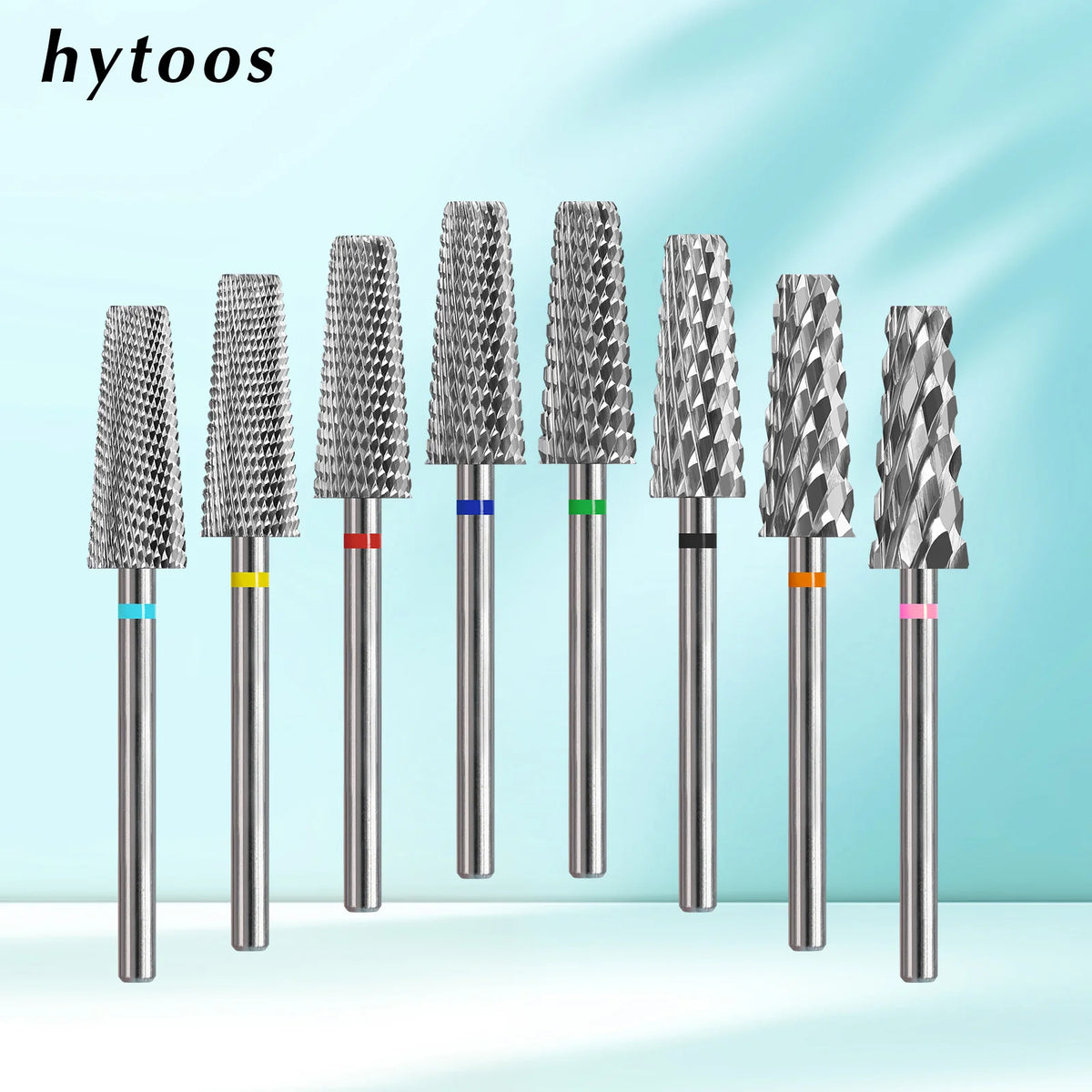 HYTOOS Safety Chamfer Tapered Nail Drill Bits Professional Electric Carbide Dust Proof Bits for Acrylic Nails Gel Removal Tool
