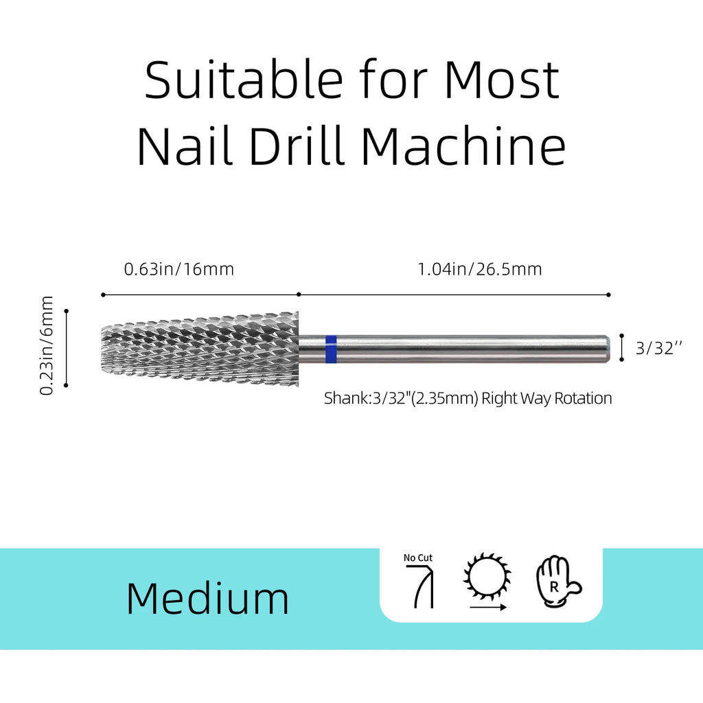 HYTOOS Safety Chamfer Tapered Nail Drill Bits Professional Electric Carbide Dust Proof Bits for Acrylic Nails Gel Removal Tool