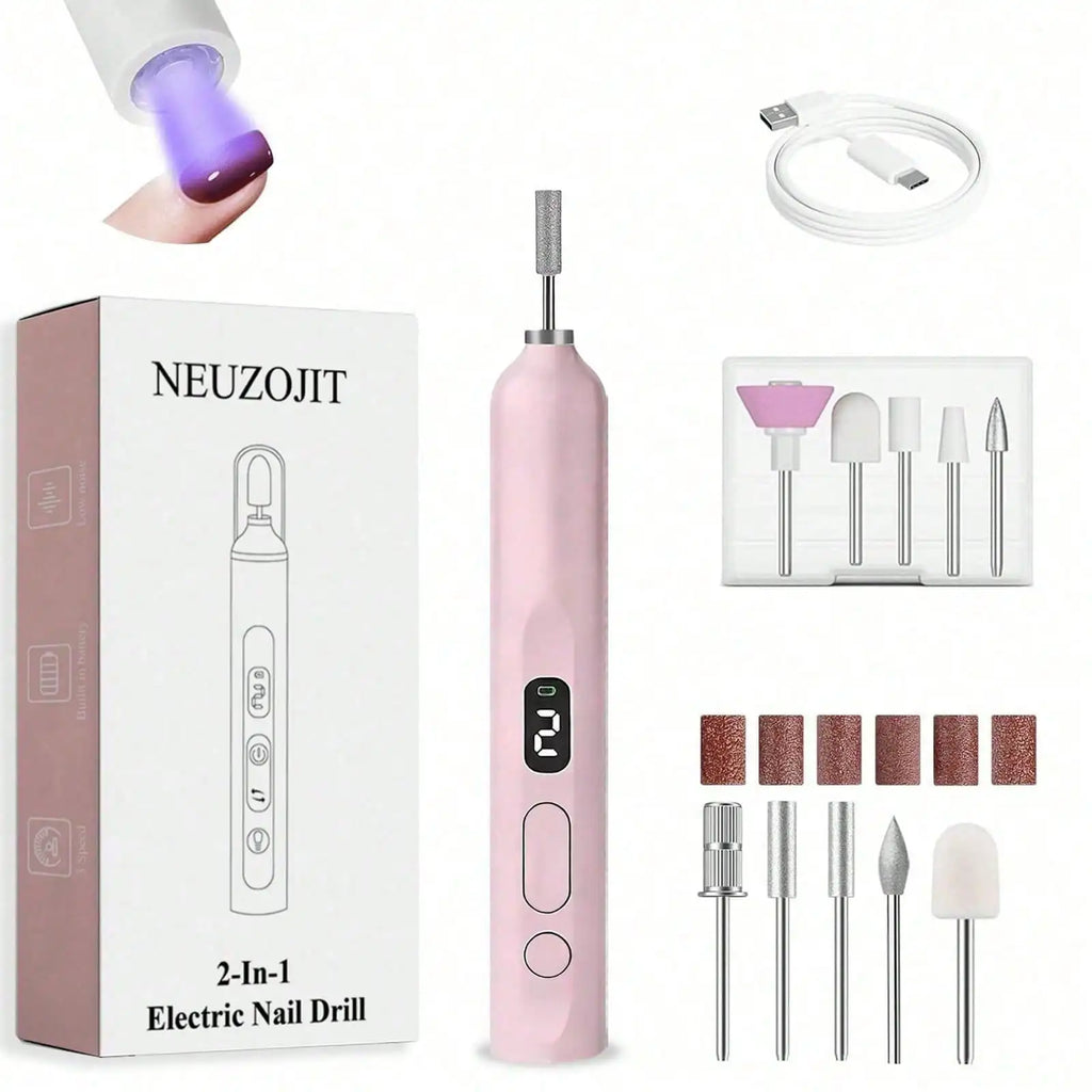 Wireless Electric Nail File Nail Drill Kit, Portable Rechargeable Acrylic Gel Nail Remover Tool, Complete Manicure Pedicure Set for Beginners