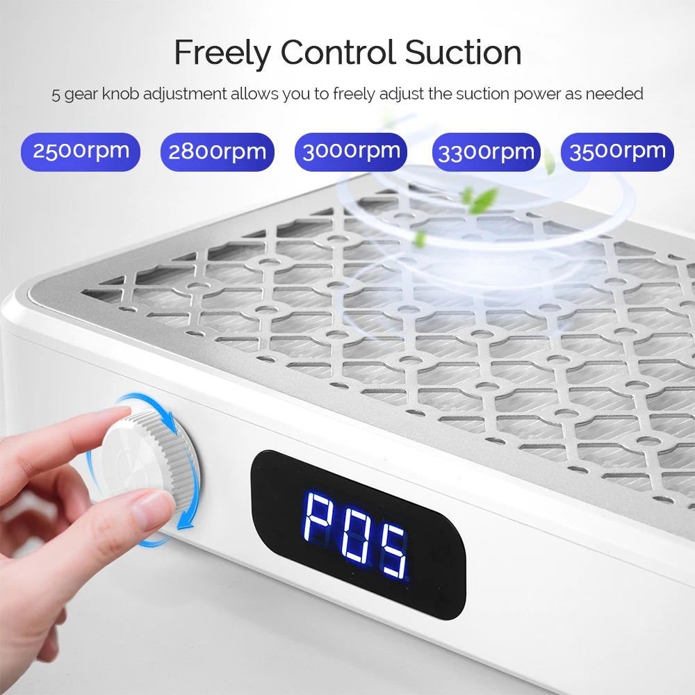 Professional Turbo Vacuum Cleaner Brushless Nail Dust Collector Two Hands Strong Suction Nail Dust Extractor with Double Fans